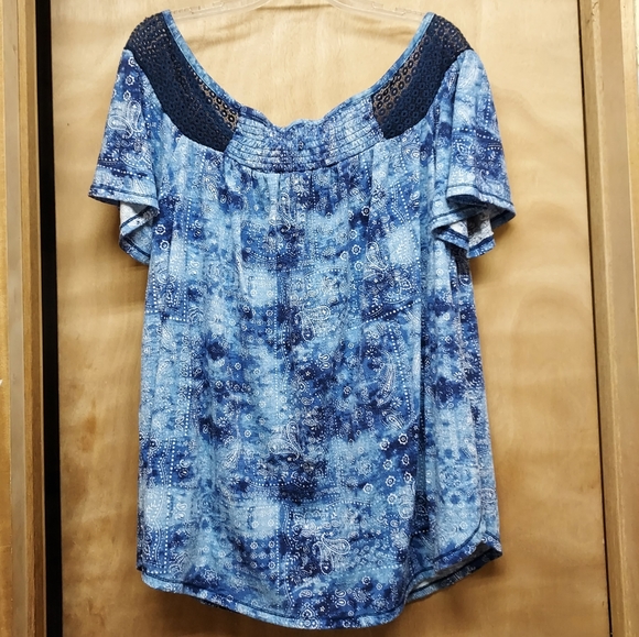 🌿 French Laundry paisley eyelet lace boho blouse women's 2X/3X - Picture 3 of 3